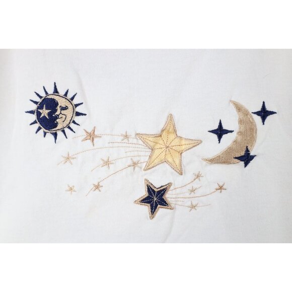 Vintage 90s Streetwear Womens XL Celestial Sun Moon Stars Short Sleeve T-Shirt - Picture 4 of 12